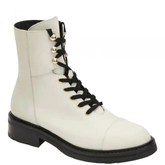 All Saints Shoes - All Saints Dusty Cap Toe White Leather Lace Up Combat Boots Size 8 One time used